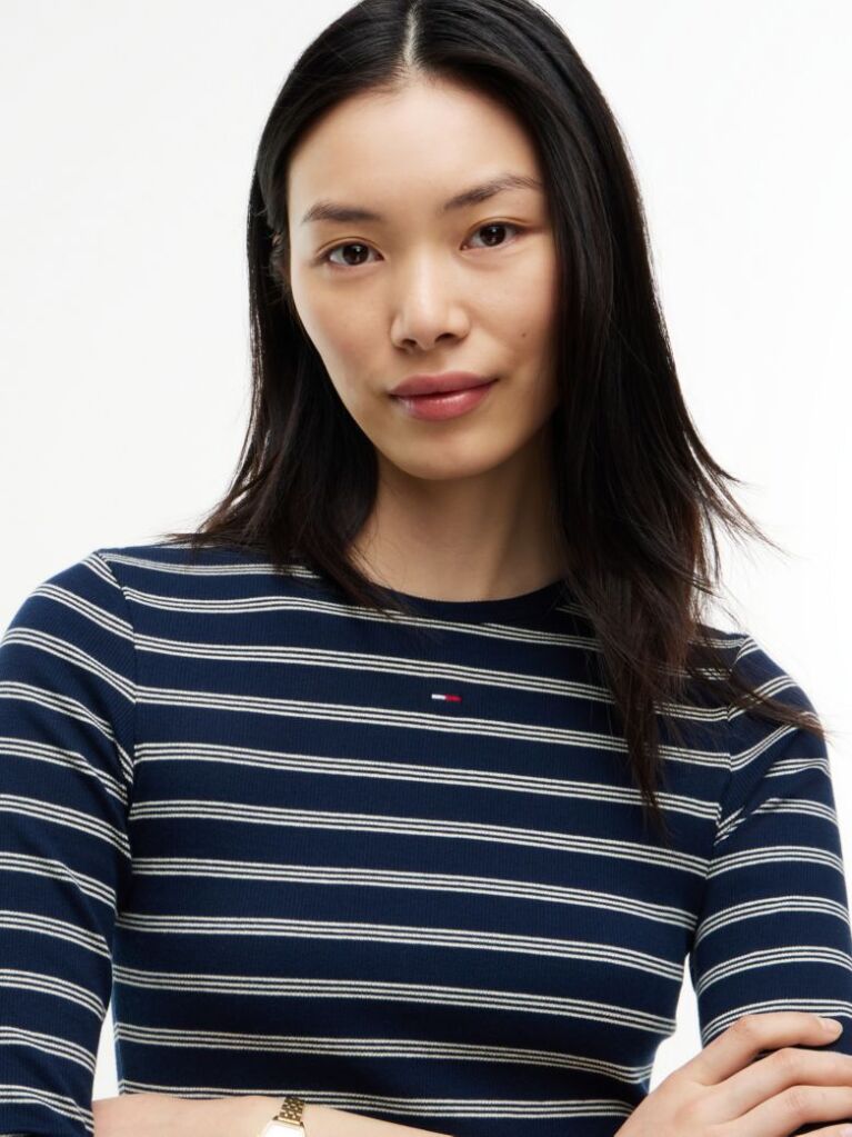 Multi Ribbed Slim Long Sleeve T-Shirt  Women