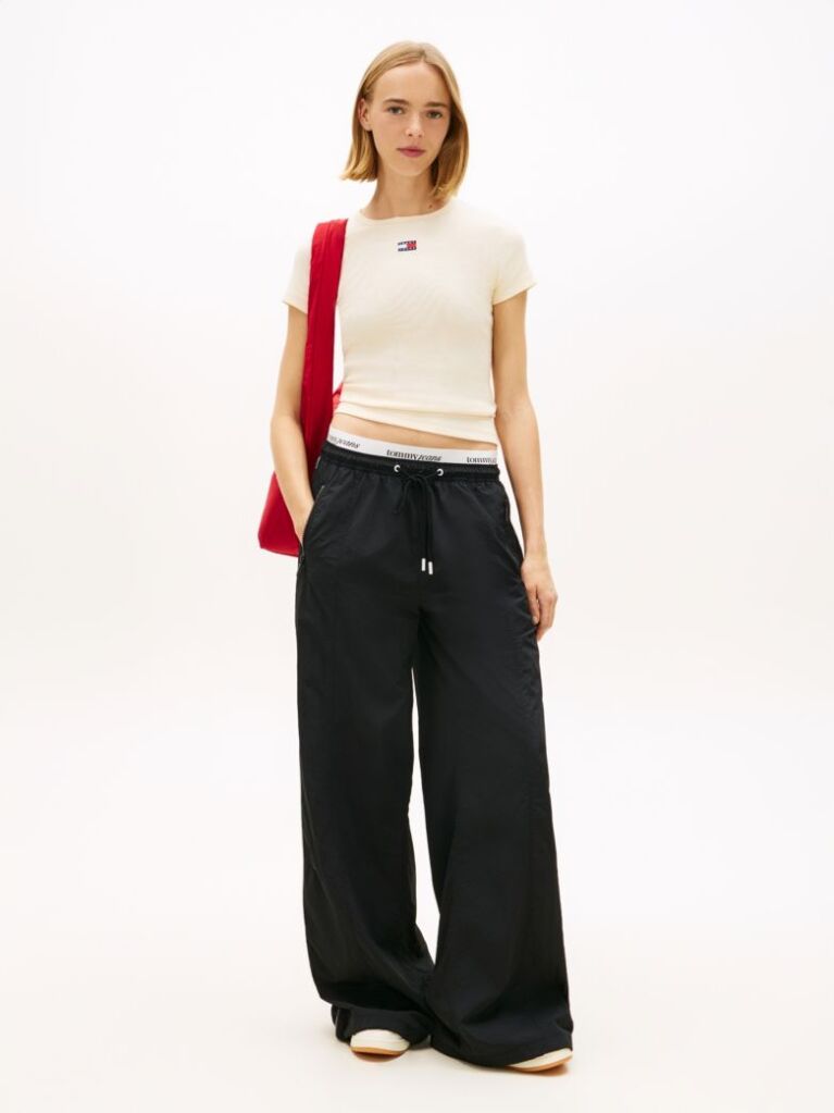 Yellow Tommy Badge Ribbed Slim T-Shirt  Women