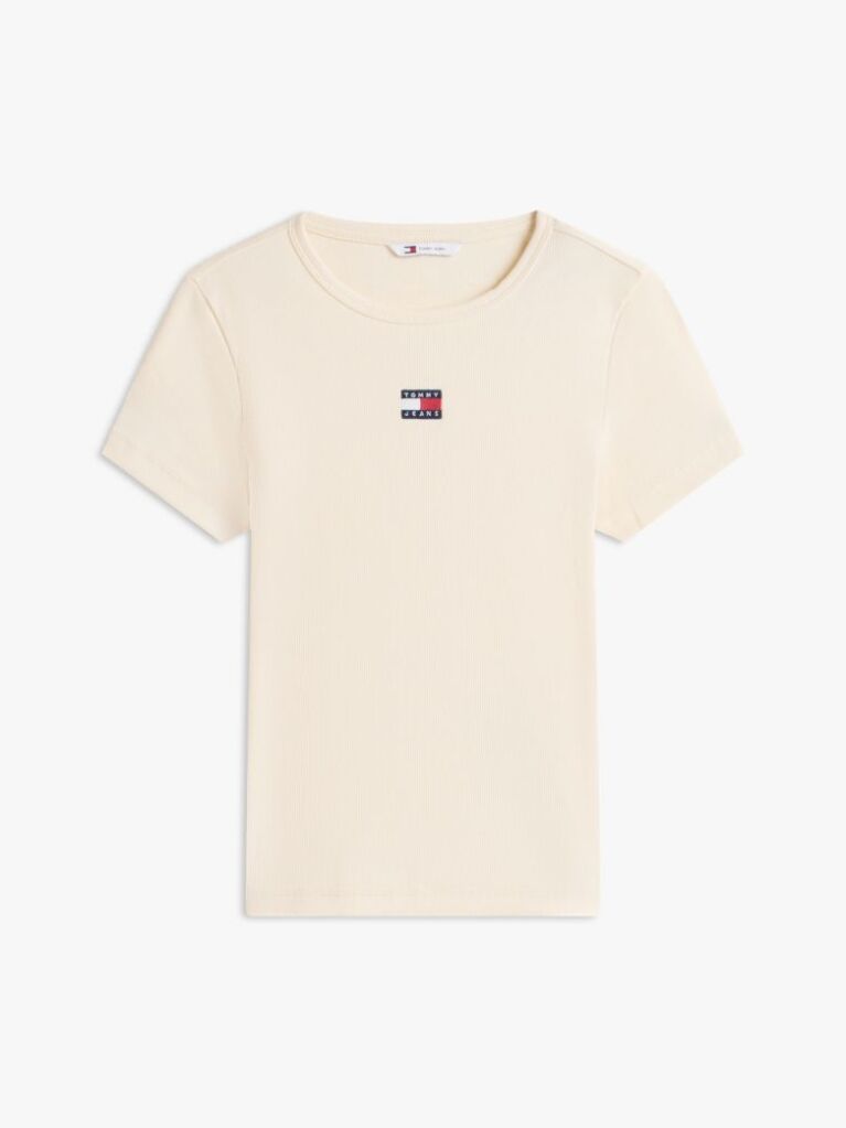 Yellow Tommy Badge Ribbed Slim T-Shirt  Women