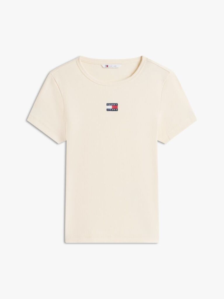 Yellow Tommy Badge Ribbed Slim T-Shirt  Women