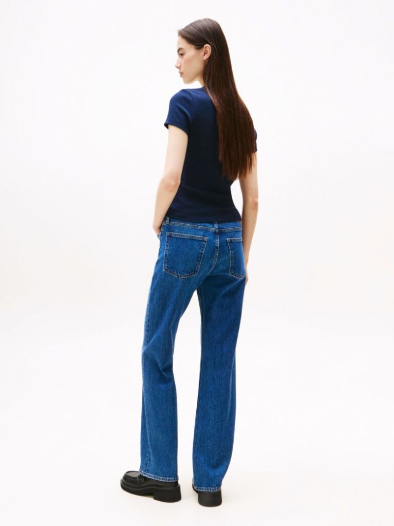 Blue Tommy Badge Ribbed Slim T-Shirt  Women