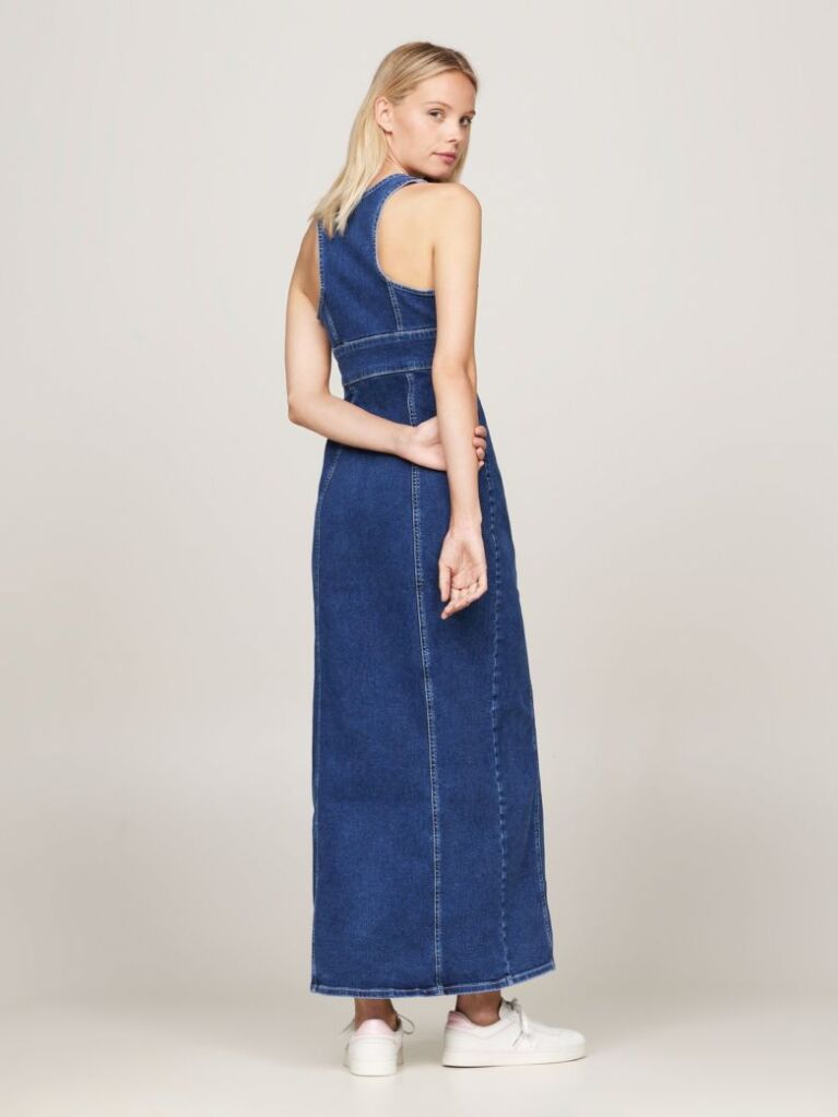 Denim Button-Through Denim Slim Fit Maxi Dress  Women