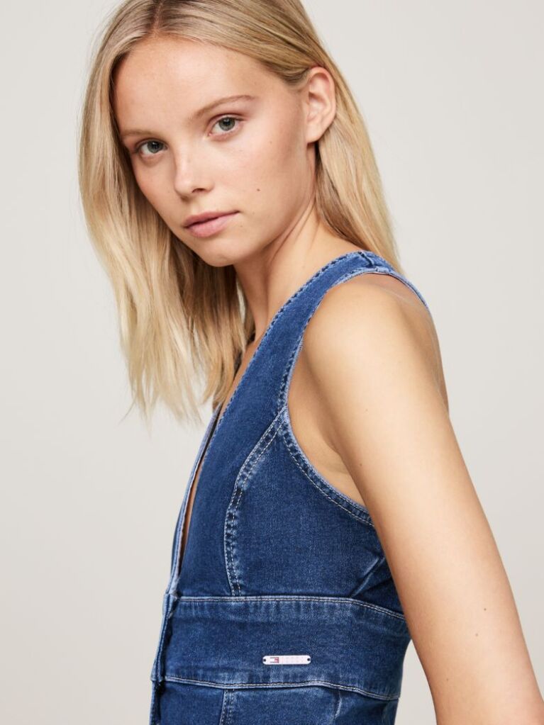 Denim Button-Through Denim Slim Fit Maxi Dress  Women