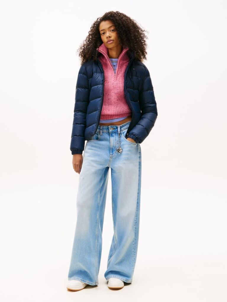 Blue Faux Faur Hooded Down-Filled Fitted Jacket  Women