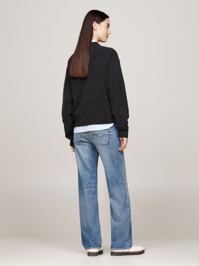 Black Mélange Relaxed Jumper with Wool  Women