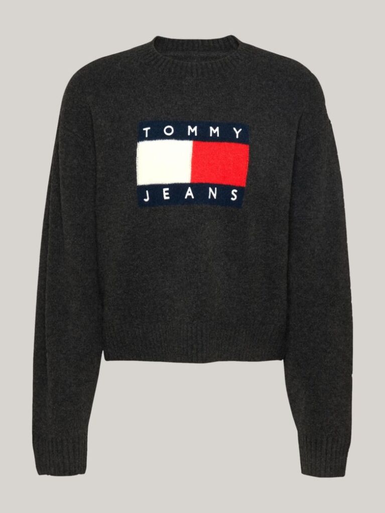 Black Mélange Relaxed Jumper with Wool  Women