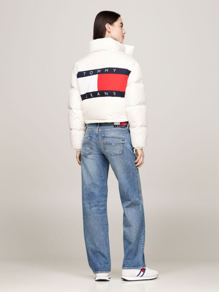 White Back Graphic Alaska Down Puffer Jacket  Women