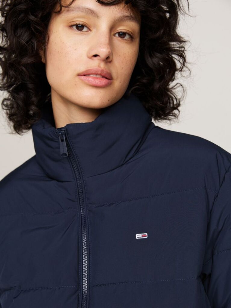 Blue High-Neck Zip-Thru Puffer Jacket  Women