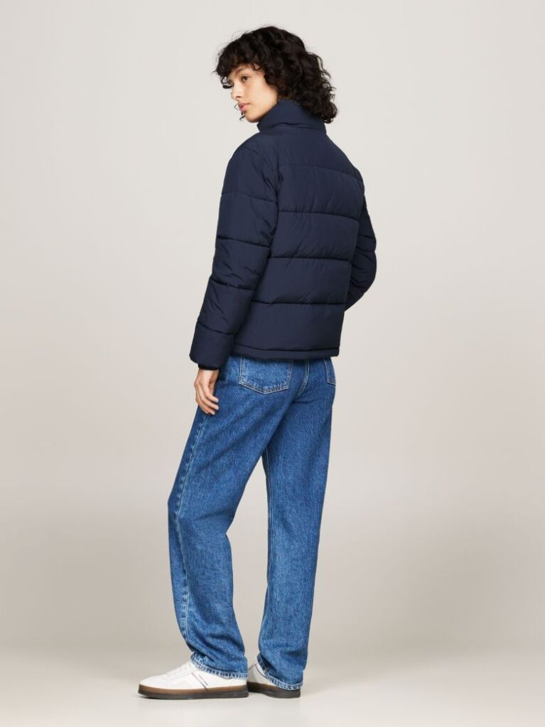 Blue High-Neck Zip-Thru Puffer Jacket  Women