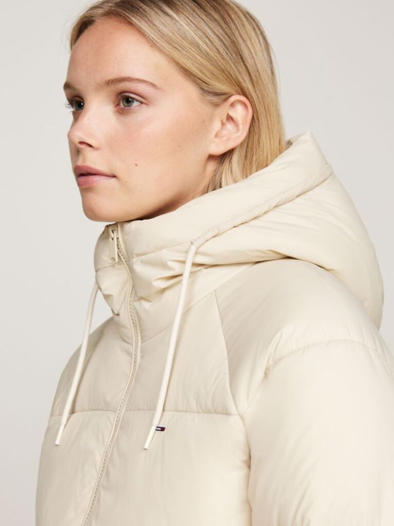 Beige Hooded Zip-Thru Puffer Jacket  Women