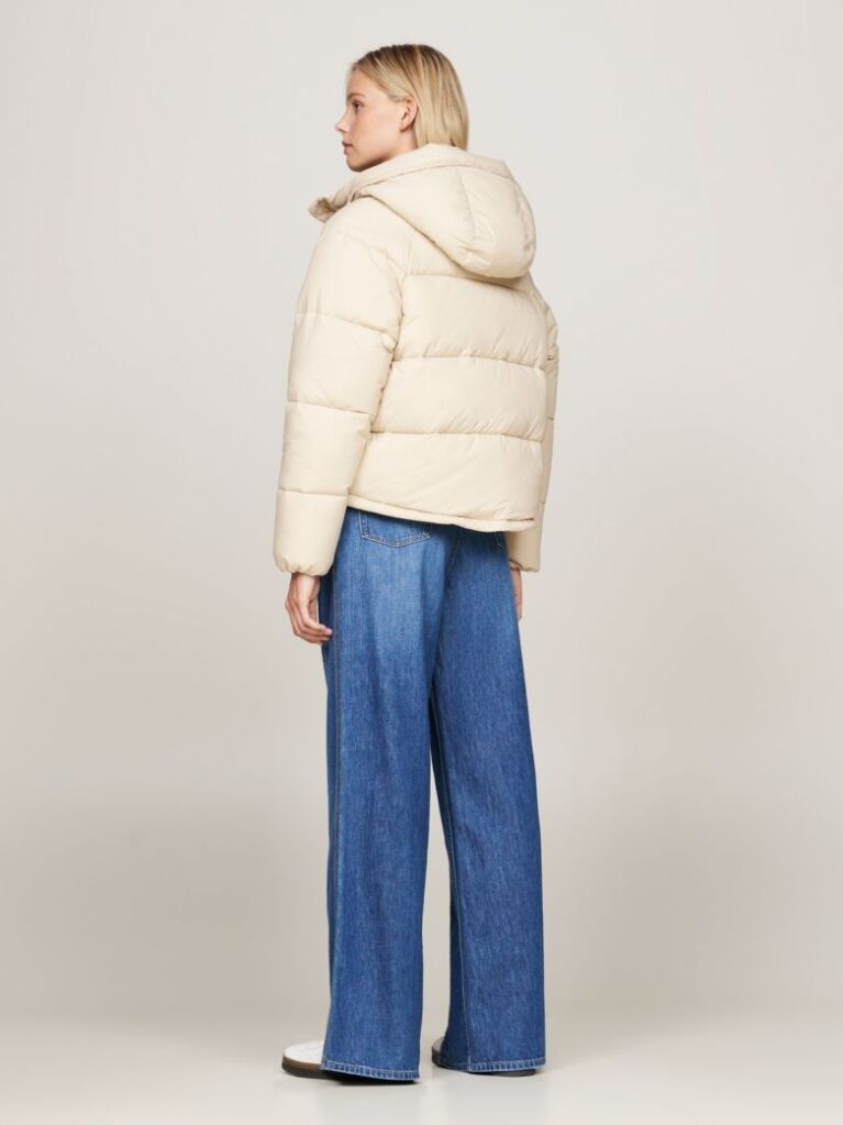 Beige Hooded Zip-Thru Puffer Jacket  Women