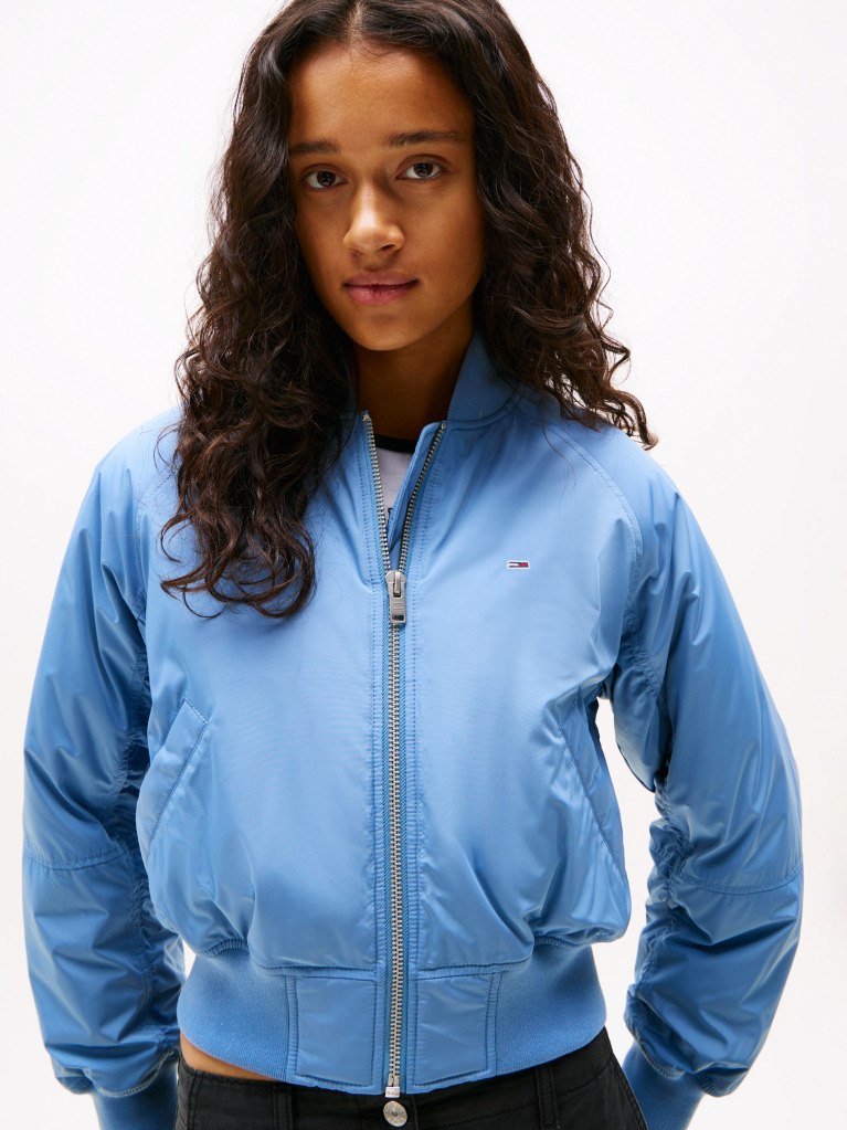 Blue Padded Water Repellent Bomber Jacket  Women