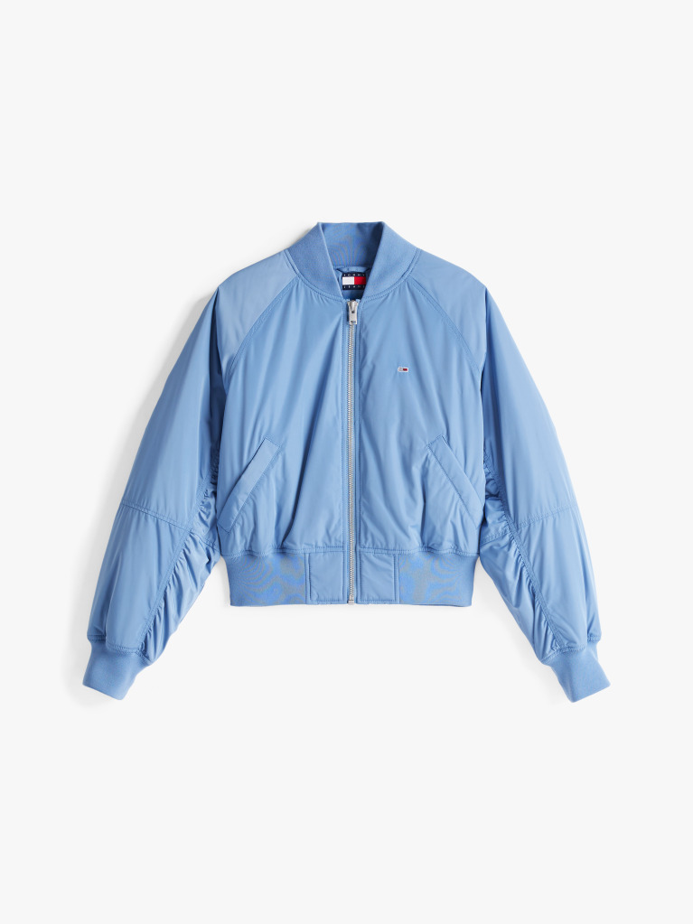 Blue Padded Water Repellent Bomber Jacket  Women