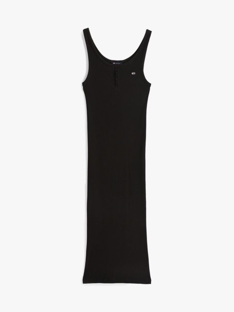 Black Ribbed Midi Slim Bodycon Dress  Women