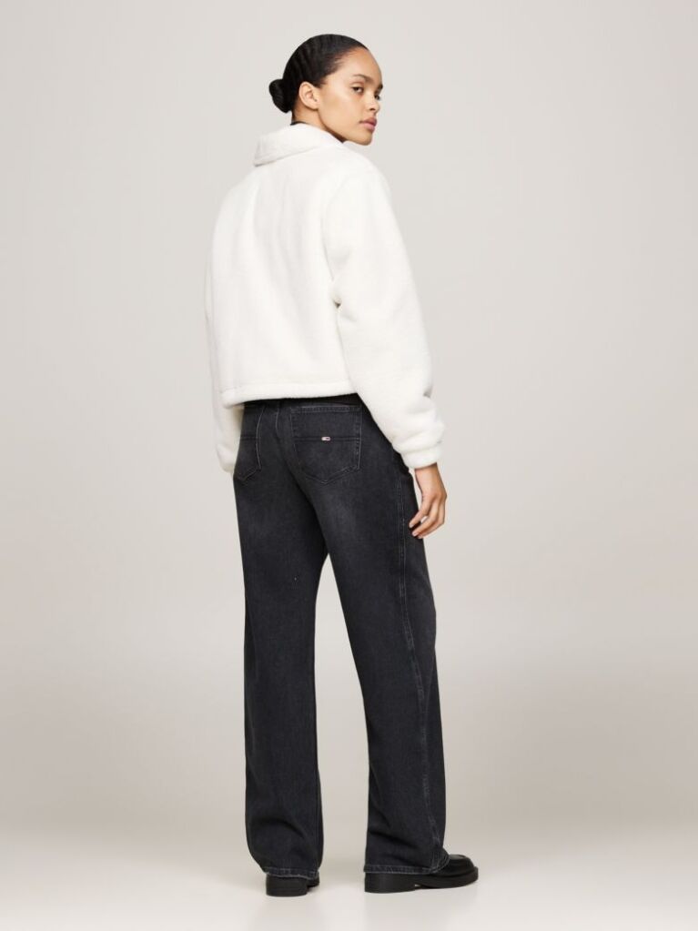White Faux Fur Zip-Thru Cropped Jacket  Women