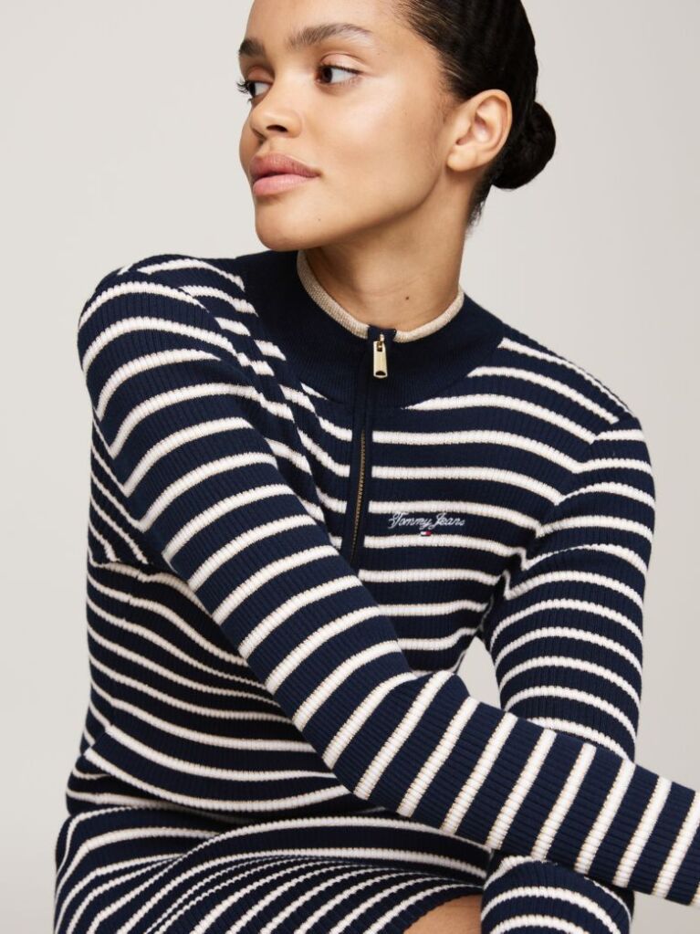 Multi Metallic Stripe Mini Jumper Dress  Women