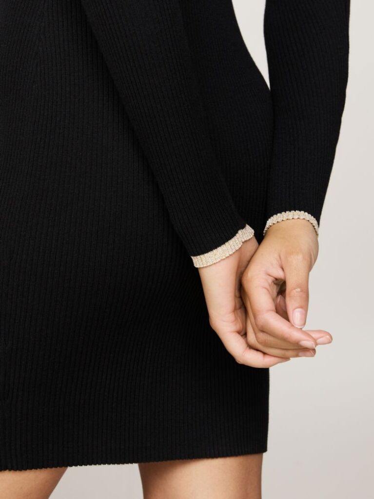 Black Metallic Stripe Mini Jumper Dress  Women