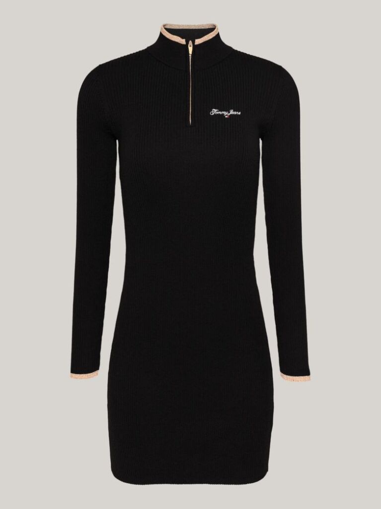 Black Metallic Stripe Mini Jumper Dress  Women
