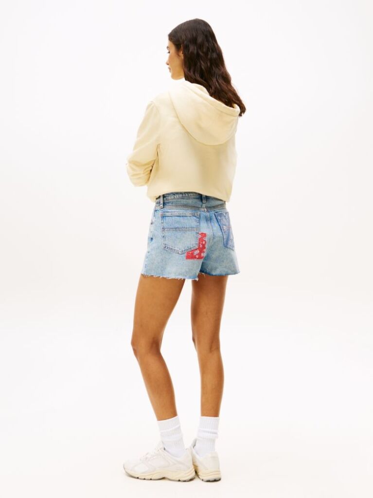 Denim Patchwork Slim Denim Shorts  Women