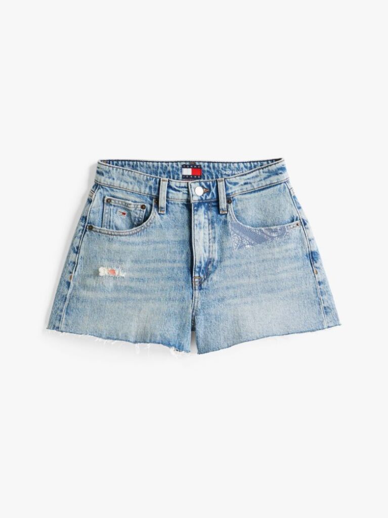 Denim Patchwork Slim Denim Shorts  Women