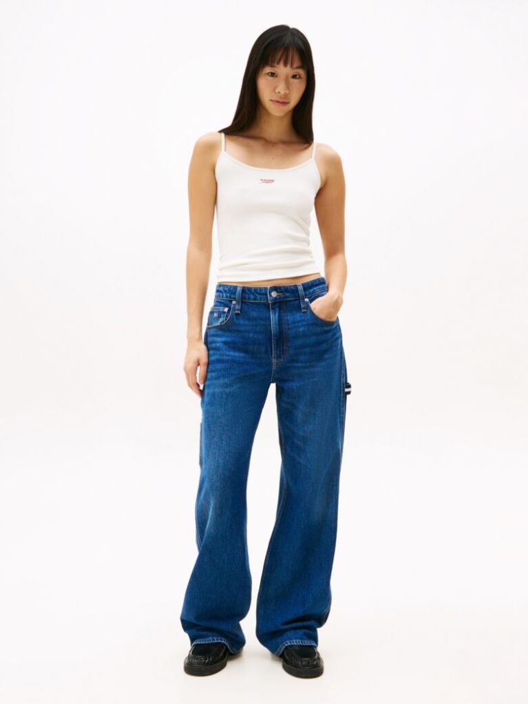 White Ribbed Slim Spaghetti Strap Top  Women