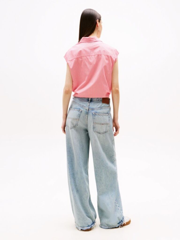 Multi Cropped Cap Sleeve Poplin Shirt  Women