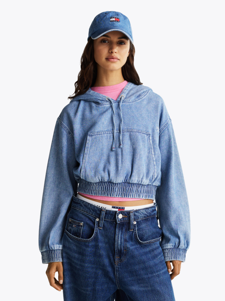 Denim Denim Cropped Hoody  Women