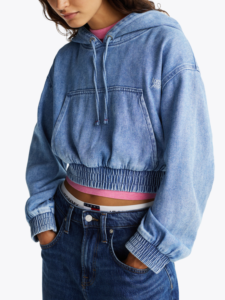 Denim Denim Cropped Hoody  Women