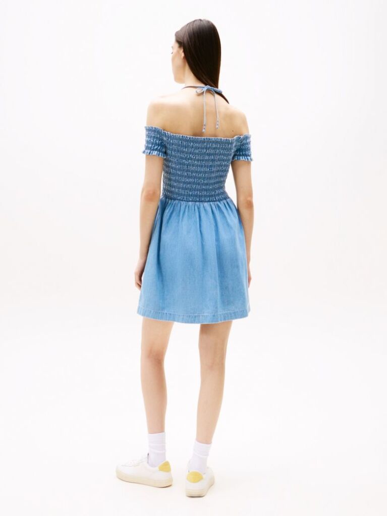 Denim Chambray Fit And Flare Mini Dress  Women
