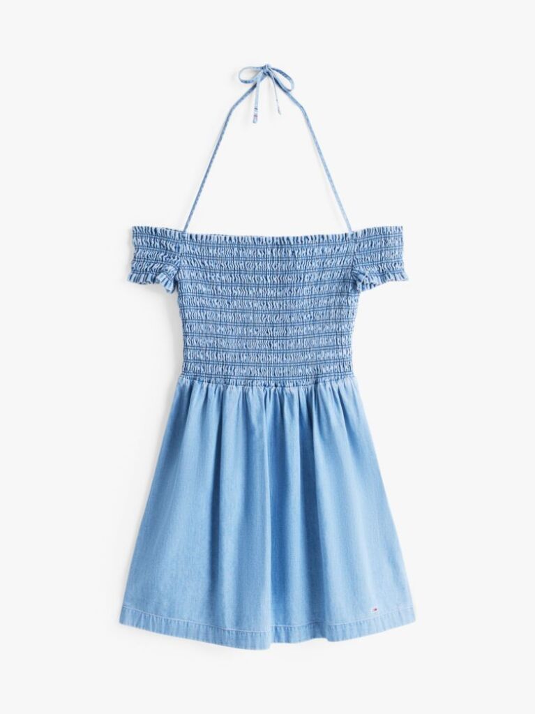 Denim Chambray Fit And Flare Mini Dress  Women