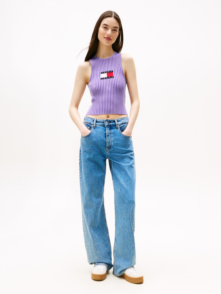 Purple Ribbed Slim Racerback Tank Top  Women