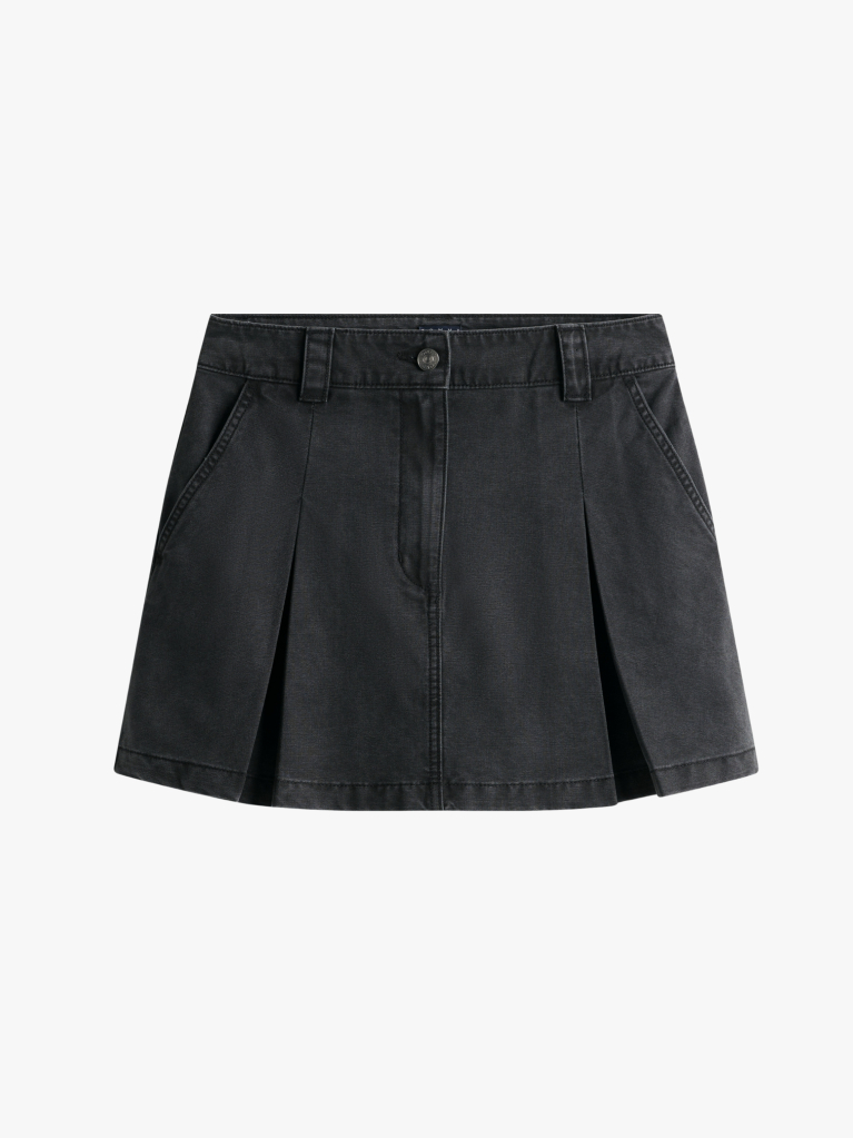 Black Pleated Denim Mini Skirt  Women