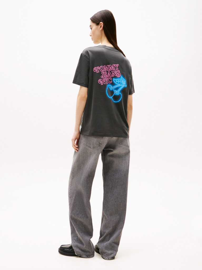 Black Relaxed Neon T-Shirt Extended  Women
