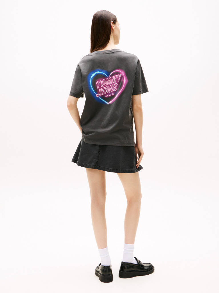 Black Relaxed Neon T-Shirt Extended  Women