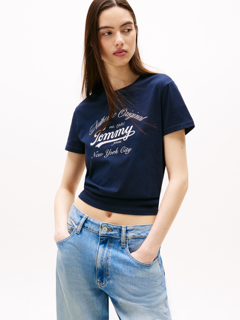 Blue Regular Essential Logo Tee Extended  Women