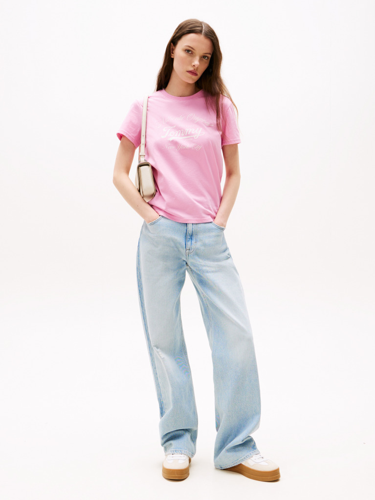 Pink Regular Essential Logo Tee Extended  Women