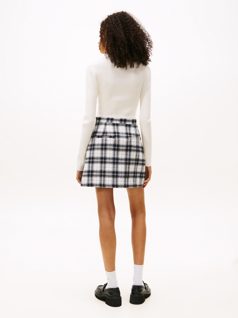 Beige High Rise A-Line Flannel Mini Skirt  Women