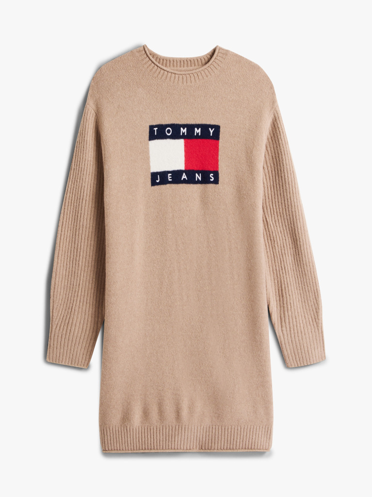 Brown Tommy Flag Badge Mini Jumper Dress  Women