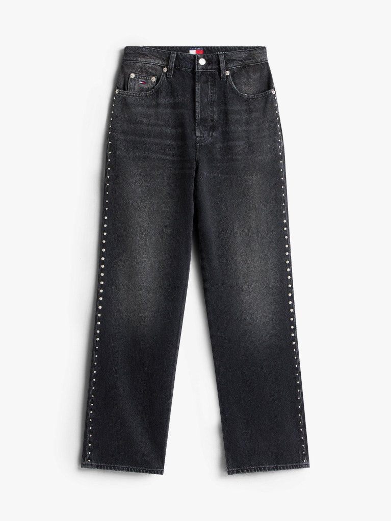 Denim High Rise Black Studded Jeans  Women