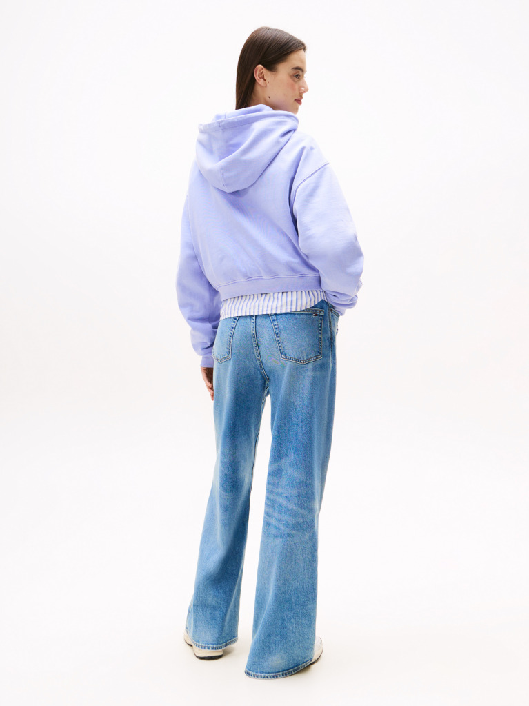 Blue Varsity Appliqué Logo Boxy Hoody  Women