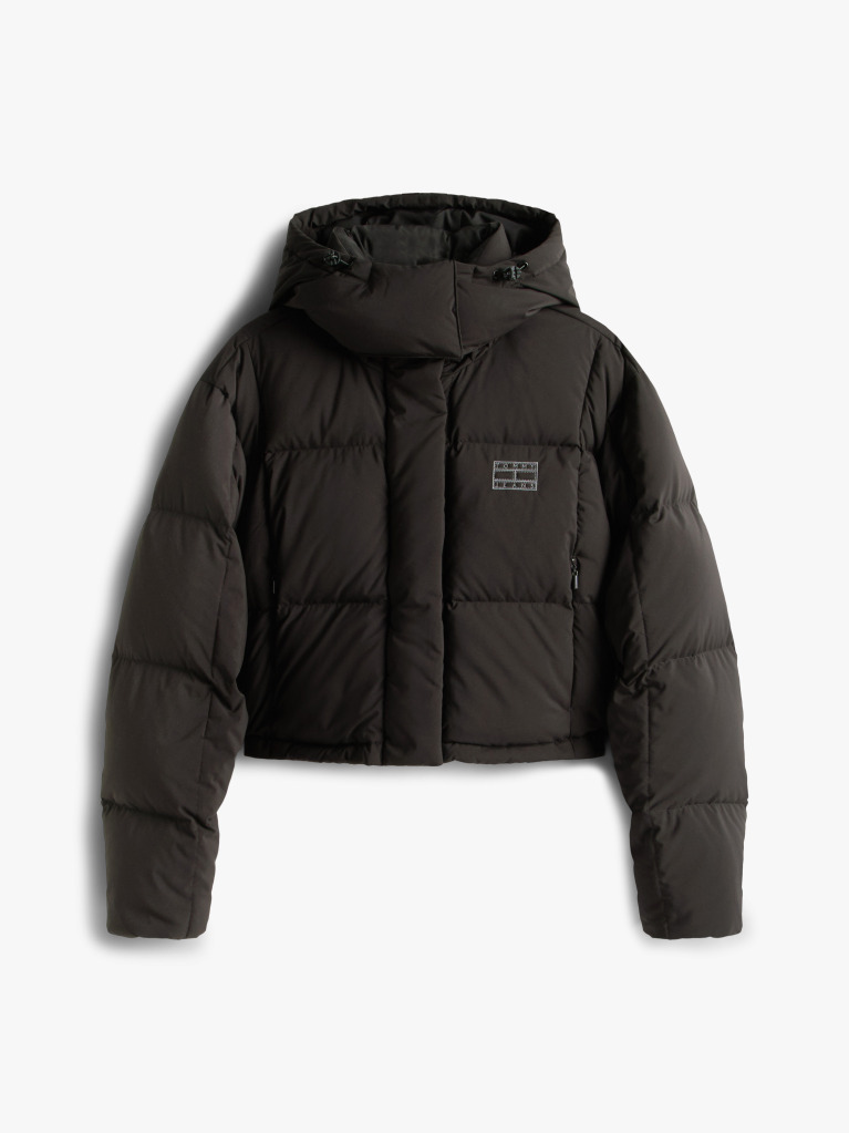 Black Down Cropped Alaska Puffer Jacket  Women
