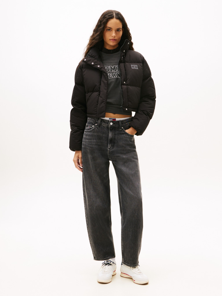 Black Down Cropped Alaska Puffer Jacket  Women