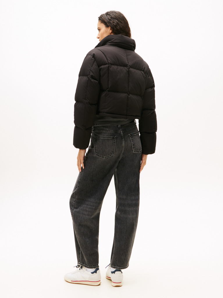 Black Down Cropped Alaska Puffer Jacket  Women
