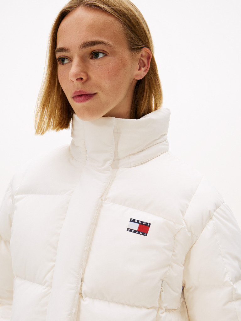 White Down Cropped Alaska Puffer Jacket  Women