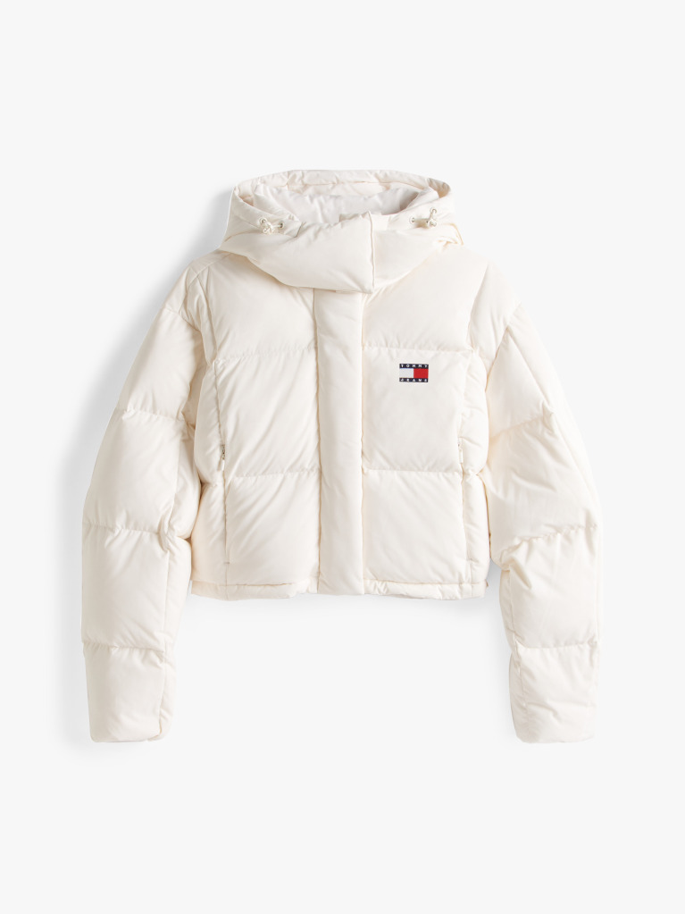 White Down Cropped Alaska Puffer Jacket  Women