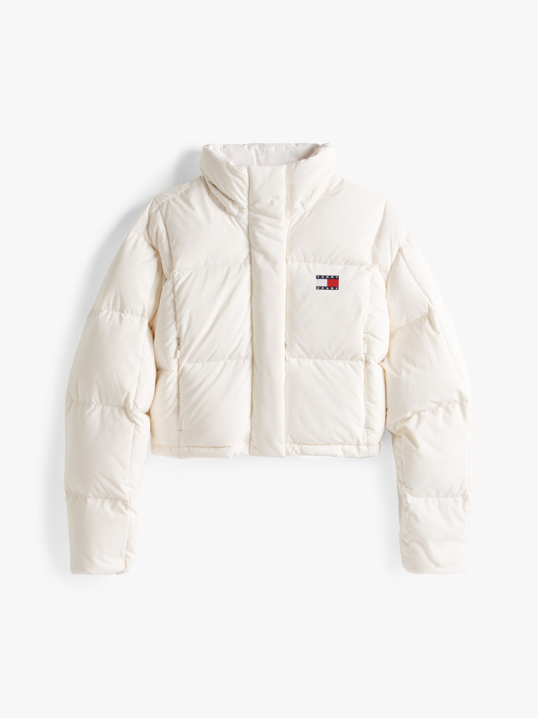 White Down Cropped Alaska Puffer Jacket  Women