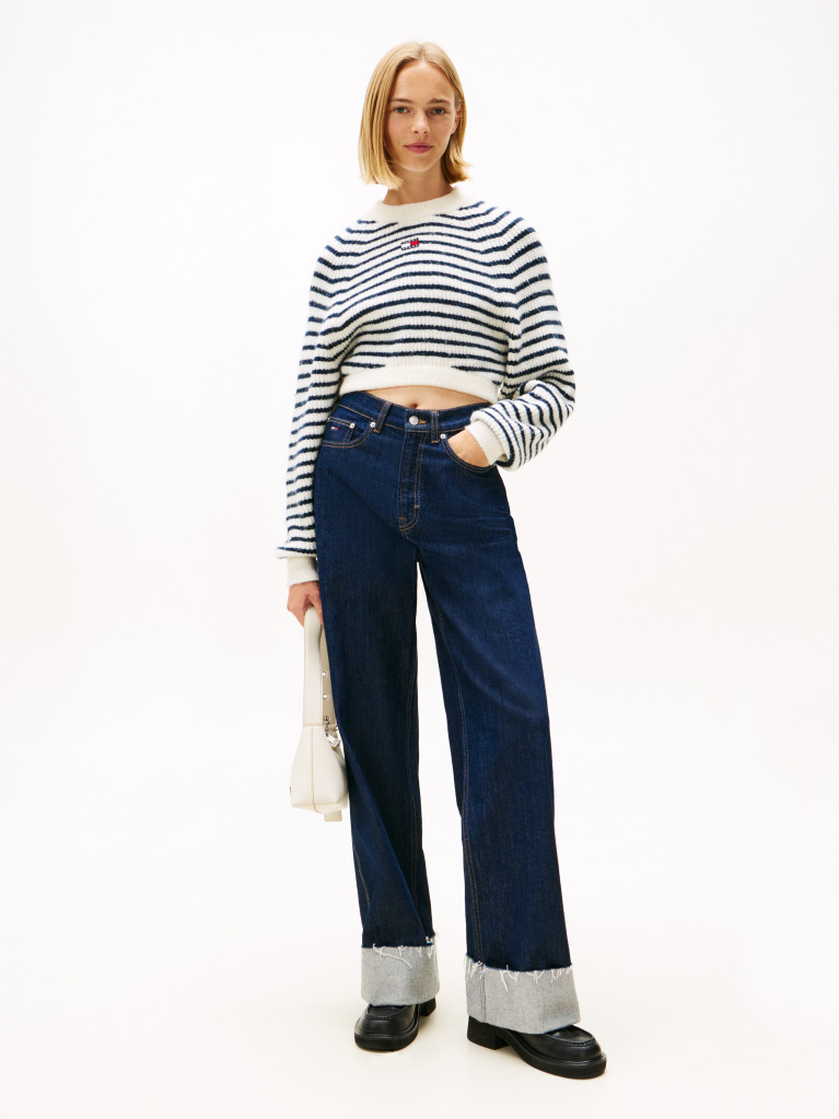 Multi Tommy Badge Boxy Jumper With Wool  Women