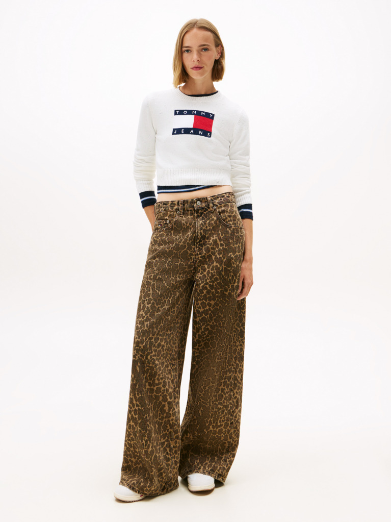 White Tommy Flag Sequin Slim Jumper  Women