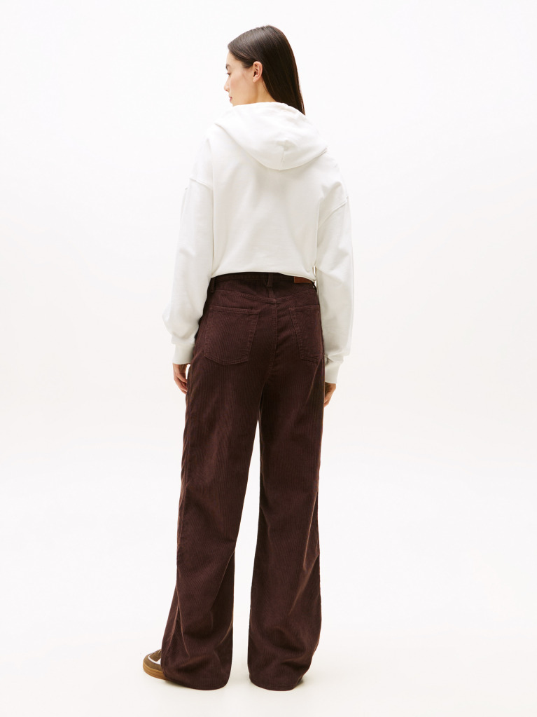 Brown Claire Corduroy High Rise Wide Leg Trousers  Women