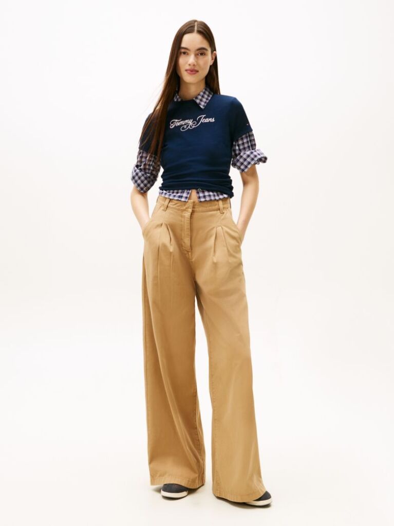 Blue Essential Slim Rib Logo T-Shirt  Women